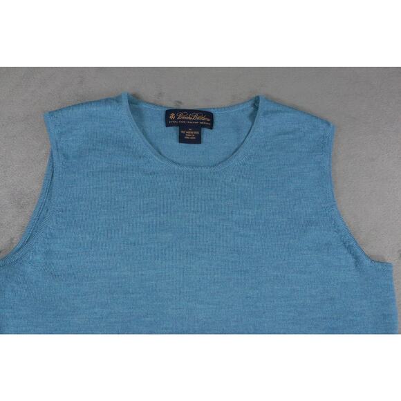 Brooks Brothers Men’s Blue Merino Wool Sweater Vest Extra Fine Italian Merino M - Picture 3 of 8